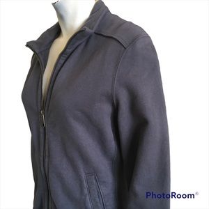 Sweatshirt Hoodie Classic Full Zip custom heavyweight fleece, elbow patches sz M